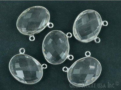 Oval 15x20mm Cat Bail Gemstone Silver Bezel Connector