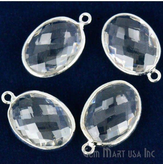 Oval 12x16mm Single Bail Silver Bezel Gemstone Connector