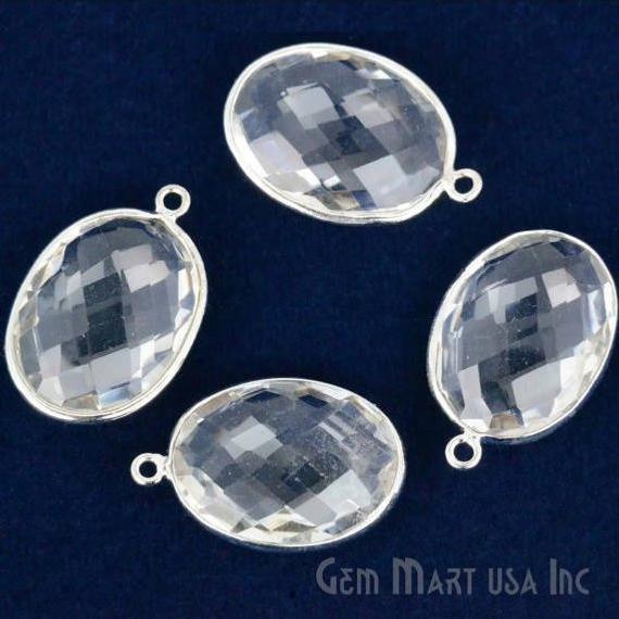 Oval 15x20mm Single Bail Silver Bezel Gemstone Connector