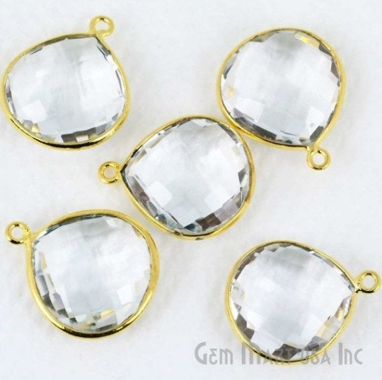 Heart 16mm Single Point Bail Gold Bezel Gemstone Connector