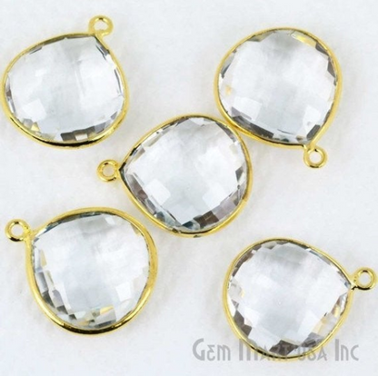 Heart 16mm Single Point Bail Gold Bezel Gemstone Connector