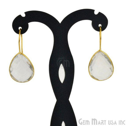 Pear Shape 21x16mm Gold Plated Gemstone Hook Earrings (Pick your Gemstone) (90017-2) - GemMartUSA