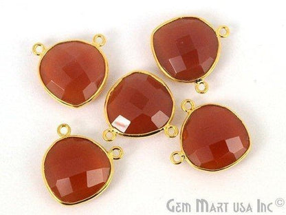 Heart 16mm Cat Bail Gold Bezel Gemstone Connector