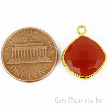 Cushion 12mm Single Bail Gold Bezel Gemstone Connector