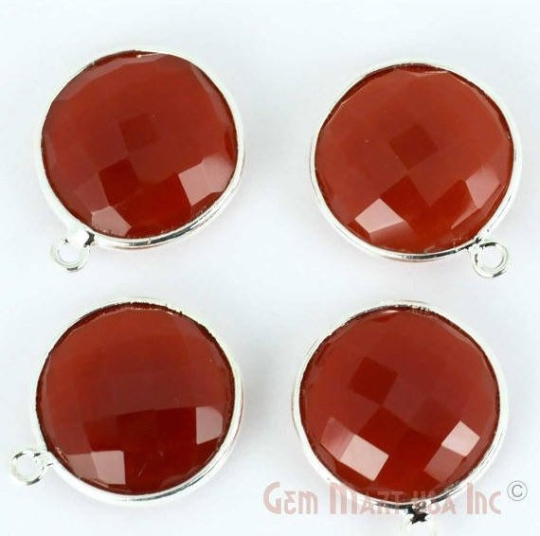 Round 16mm Single Bail Silver Bezel Gemstone Connector