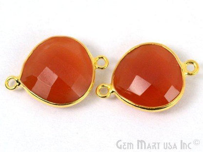 Heart 14mm Double Bail Gold Bezel Gemstone Connector