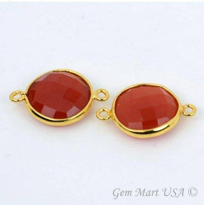 Round 14mm Double Bail Gold Bezel Gemstone Connector