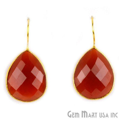 Gold Plated Pears Shape 21x26mm Gemstone Dangle Hook Earring Choose Your Style (90010-1) - GemMartUSA