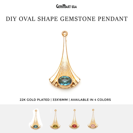 Gemstone Pear Shape 33x16mm Gold Plated Chandelier Connector