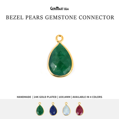 Pear Single Bail 10x14mm Gold Bezel Gemstone Connector