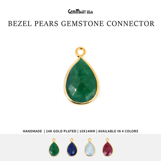 Pear Single Bail 10x14mm Gold Bezel Gemstone Connector