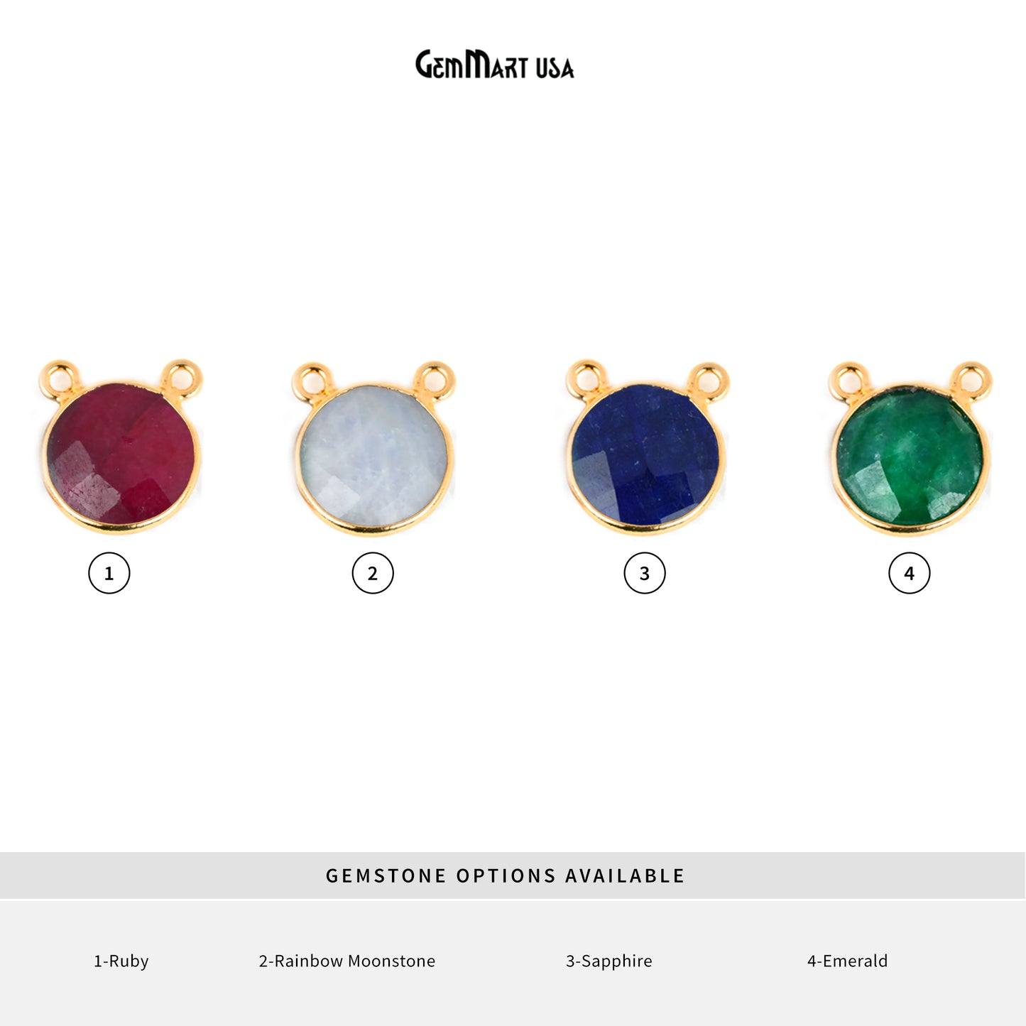 Round 14mm Cat Bail Gold Bezel Gemstone Connector