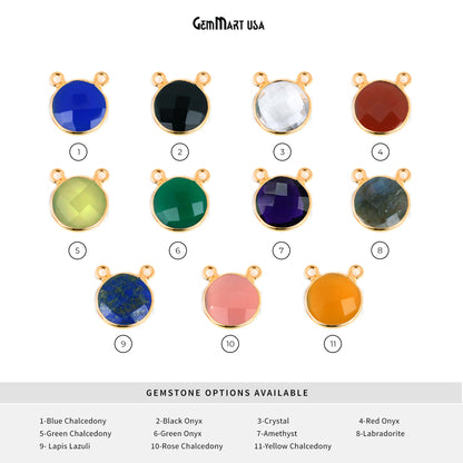Round 14mm Cat Bail Gold Bezel Gemstone Connector