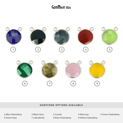 Round 16mm Cat Bail Silver Bezel Gemstone Connector