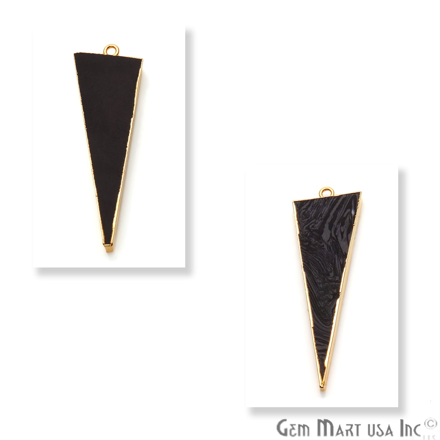 Gold Plated 35x15mm Triangle Shape Sediment Jasper Pendant (50063) - GemMartUSA