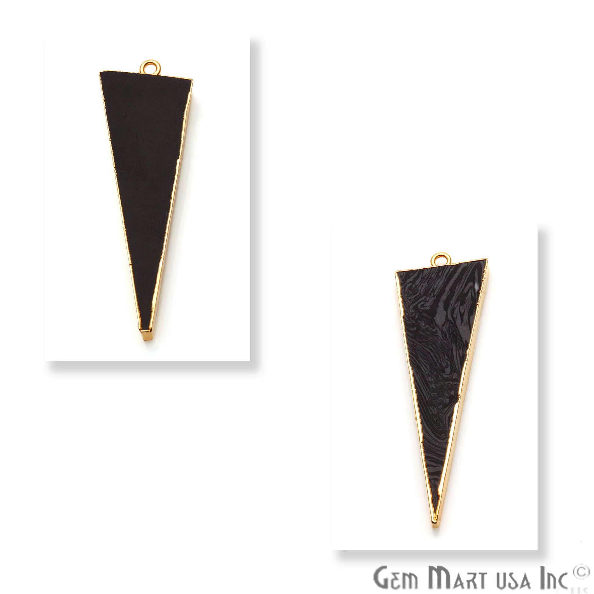 Gold Plated 35x15mm Triangle Shape Sediment Jasper Pendant (50063) - GemMartUSA