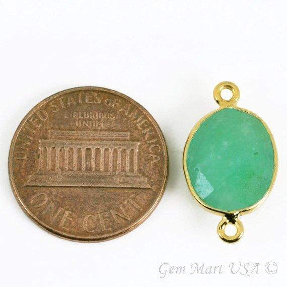 Oval 10x12mm Double Bail Gold Bezel Gemstone Connector