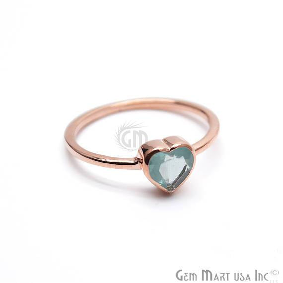Rose Gold Plated Heart Shape Single Gemstone Solitaire Ring (CP-12009) - GemMartUSA