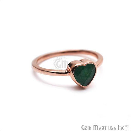 Rose Gold Plated Heart Shape Single Gemstone Solitaire Ring (CP-12009) - GemMartUSA