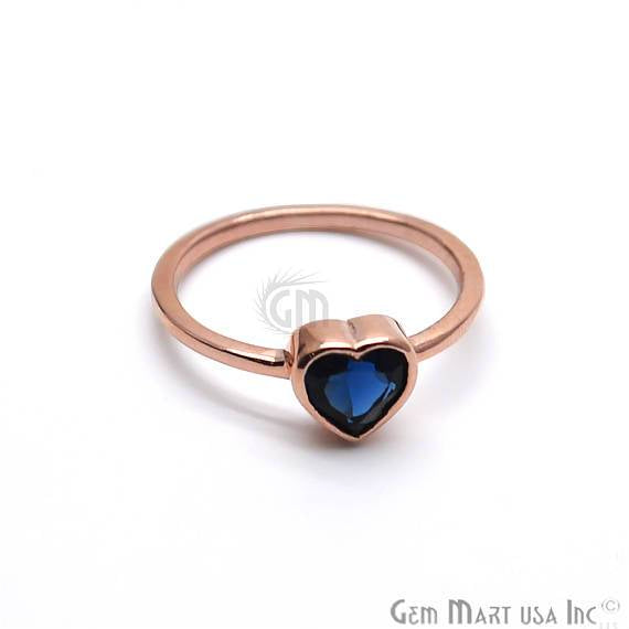 Rose Gold Plated Heart Shape Single Gemstone Solitaire Ring (CP-12009) - GemMartUSA