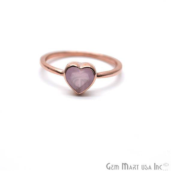 Rose Gold Plated Heart Shape Single Gemstone Solitaire Ring (CP-12009) - GemMartUSA