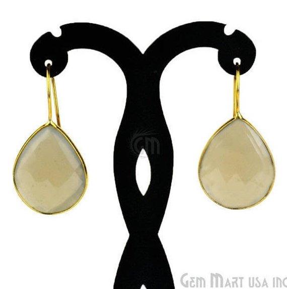 Gold Plated Pears Shape 21x26mm Gemstone Dangle Hook Earring Choose Your Style (90010-1) - GemMartUSA