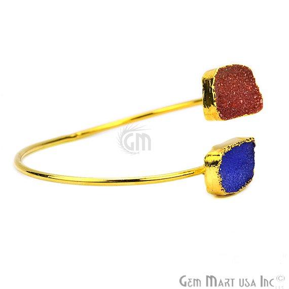 Elegant Adjustable Double Druzy Gemstone Bangle Bracelet - GemMartUSA