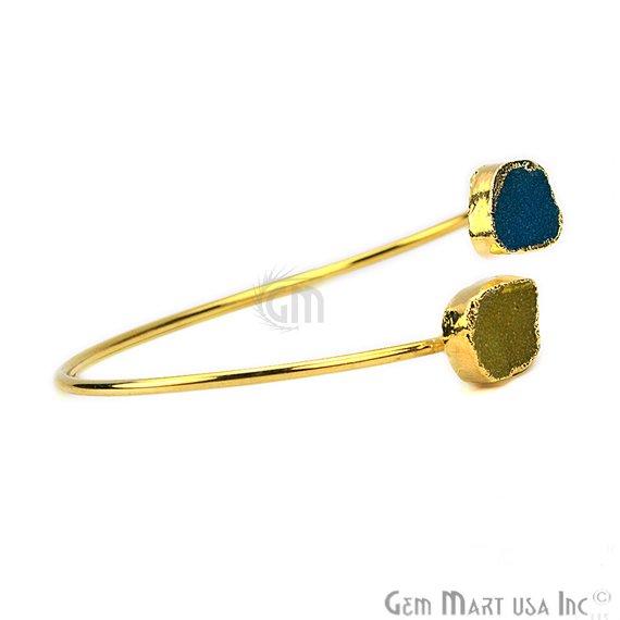 Elegant Adjustable Double Druzy Gemstone Bangle Bracelet - GemMartUSA