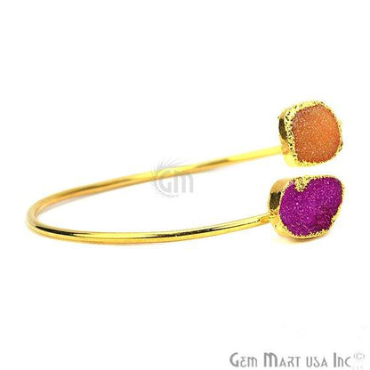 Elegant Adjustable Double Druzy Gemstone Bangle Bracelet - GemMartUSA