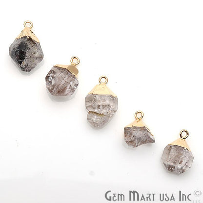 Rough Herkimer 10x15mm Gold Electroplated Gemstone Connector - GemMartUSA