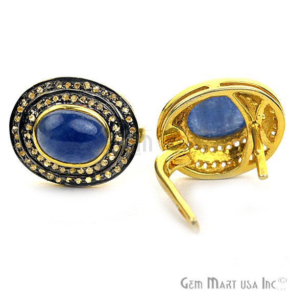 Victorian Estate Earring, 5.15 cts Natural Sapphire with 0.70 cts of Diamond as Accent Stone (DR-12071) - GemMartUSA (763494039599)