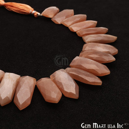 Peach Moonstone Pentagon 28x10mm Crafting Beads Gemstone Strands 8 Inch - GemMartUSA