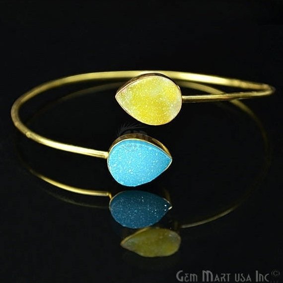 Light Blue & Yellow Druzy