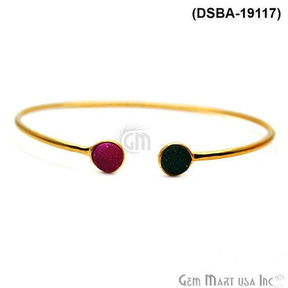 Gold Plated 6mm Round Druzy Adjustable Bangle Bracelets (Pick your Gemstone) - GemMartUSA