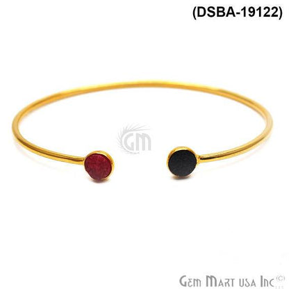 Gold Plated 6mm Round Druzy Adjustable Bangle Bracelets (Pick your Gemstone) - GemMartUSA