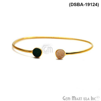 Gold Plated 6mm Round Druzy Adjustable Bangle Bracelets (Pick your Gemstone) - GemMartUSA