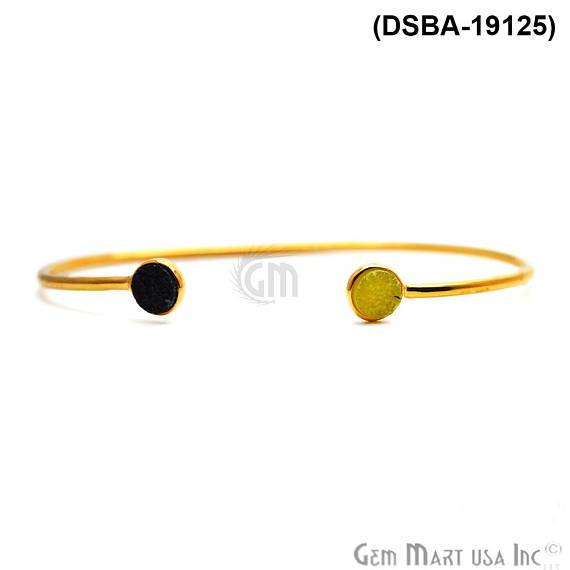 Gold Plated 6mm Round Druzy Adjustable Bangle Bracelets (Pick your Gemstone) - GemMartUSA