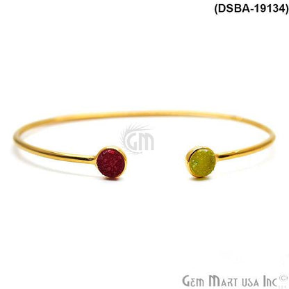 Gold Plated 6mm Round Druzy Adjustable Bangle Bracelets (Pick your Gemstone) - GemMartUSA