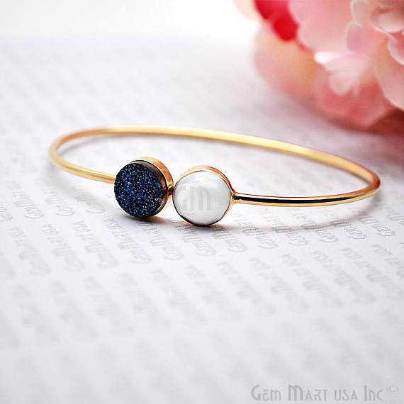 Blue Druzy & White Agate