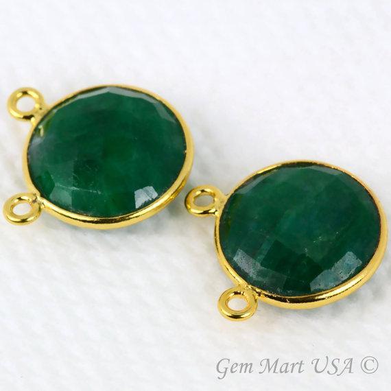 Round 14mm Cat Bail Gold Bezel Gemstone Connector