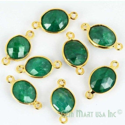 Oval 10x12mm Double Bail Gold Bezel Gemstone Connector