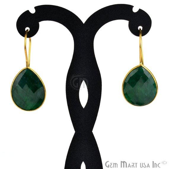 Pear Shape 21x16mm Gold Plated Gemstone Hook Earrings (Pick your Gemstone) (90017-2) - GemMartUSA