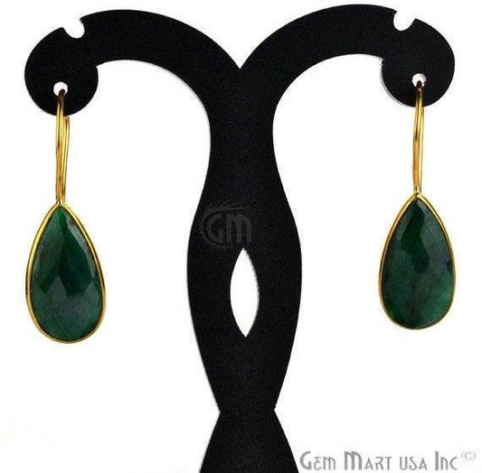 Pear Shape 21x11mm Gold Plated Gemstone Hook Earrings (Pick your Gemstone) - GemMartUSA