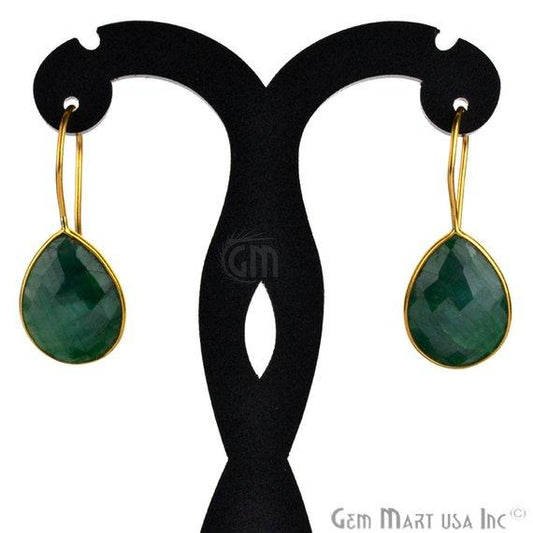 Pear Shape 19x14mm Gold Plated Gemstone Hook Earrings (Pick your Gemstone) (90028-2) - GemMartUSA