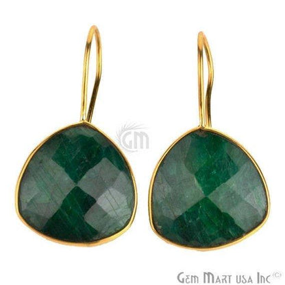 Trillion Shape 19mm Gold Plated Gemstone Hook Earrings (Pick your Gemstone) (90033-1) - GemMartUSA