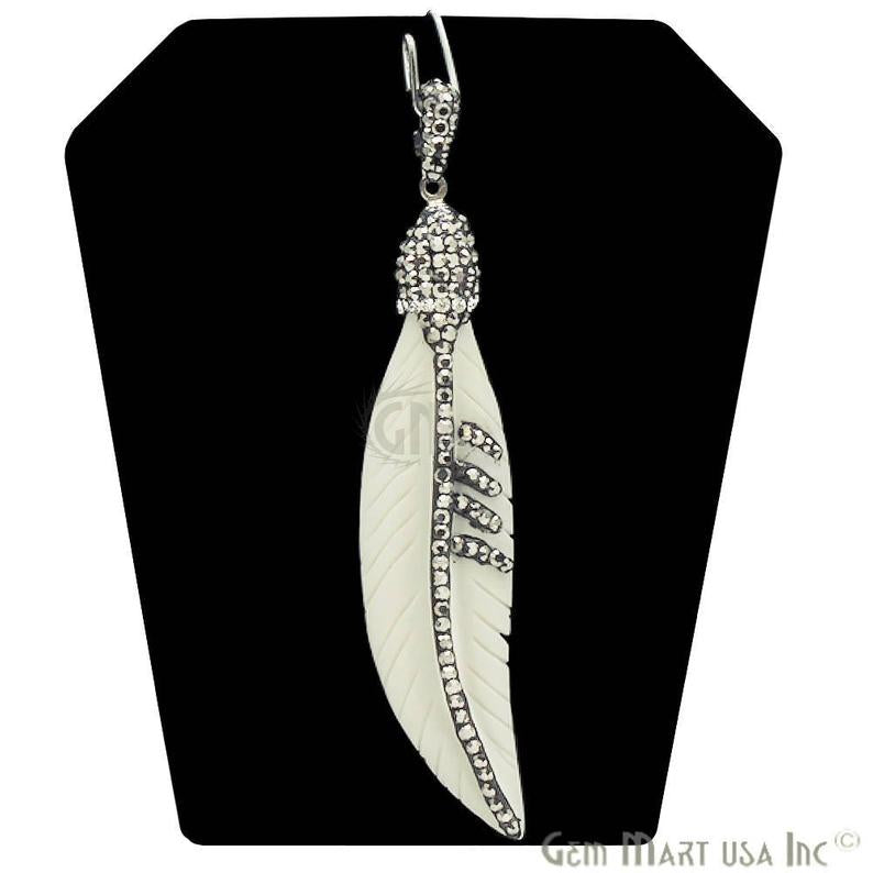 Cubic Zircon Pave Feather Necklace Pendant (Pick Your Feather) - GemMartUSA