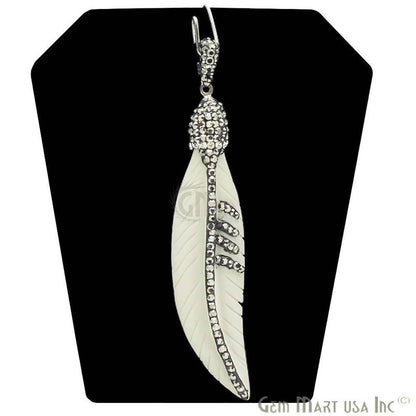 Cubic Zircon Pave Feather Necklace Pendant (Pick Your Feather) - GemMartUSA