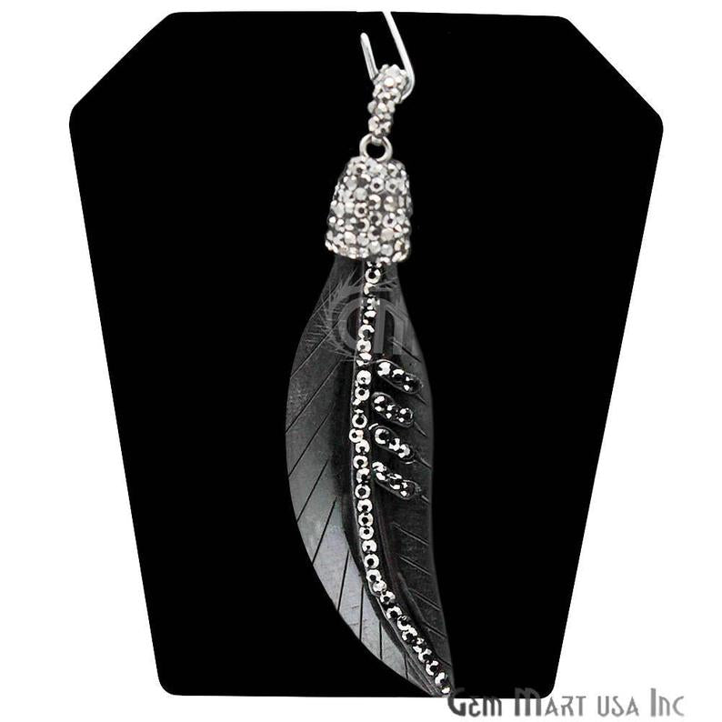 Cubic Zircon Pave Feather Necklace Pendant (Pick Your Feather) - GemMartUSA