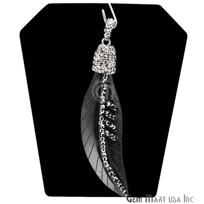 Cubic Zircon Pave Feather Necklace Pendant (Pick Your Feather) - GemMartUSA