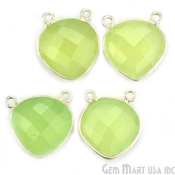 Heart 16mm Cat Bail Silver Bezel Gemstone Connector
